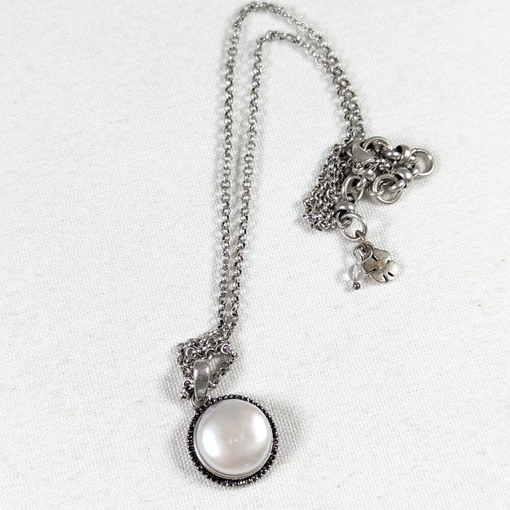 Larger half pearl pendant necklace